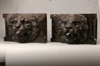 Pair of Belgian marble lion faces