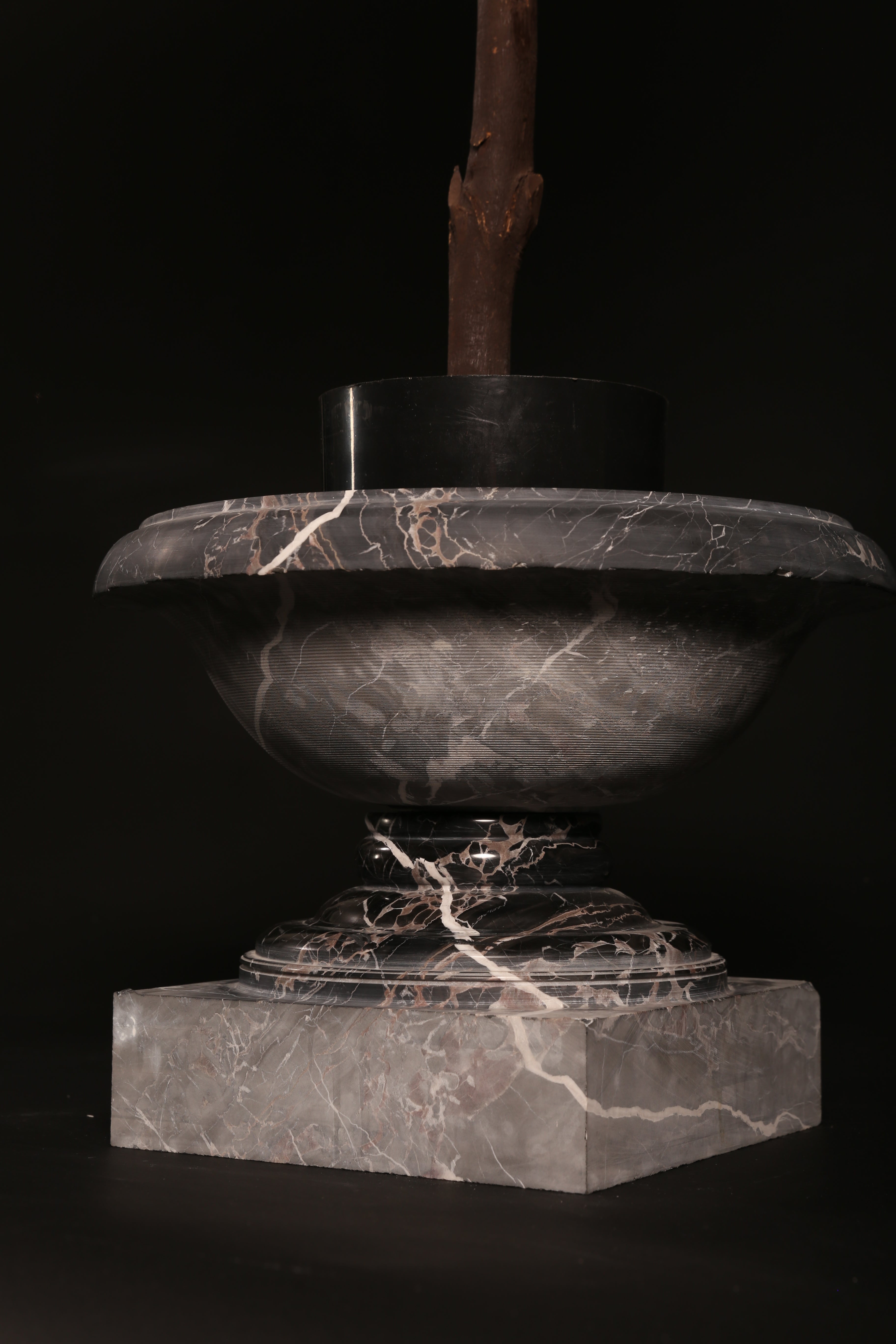 Hand-crafted Marble Planter Base or Decorative Urn