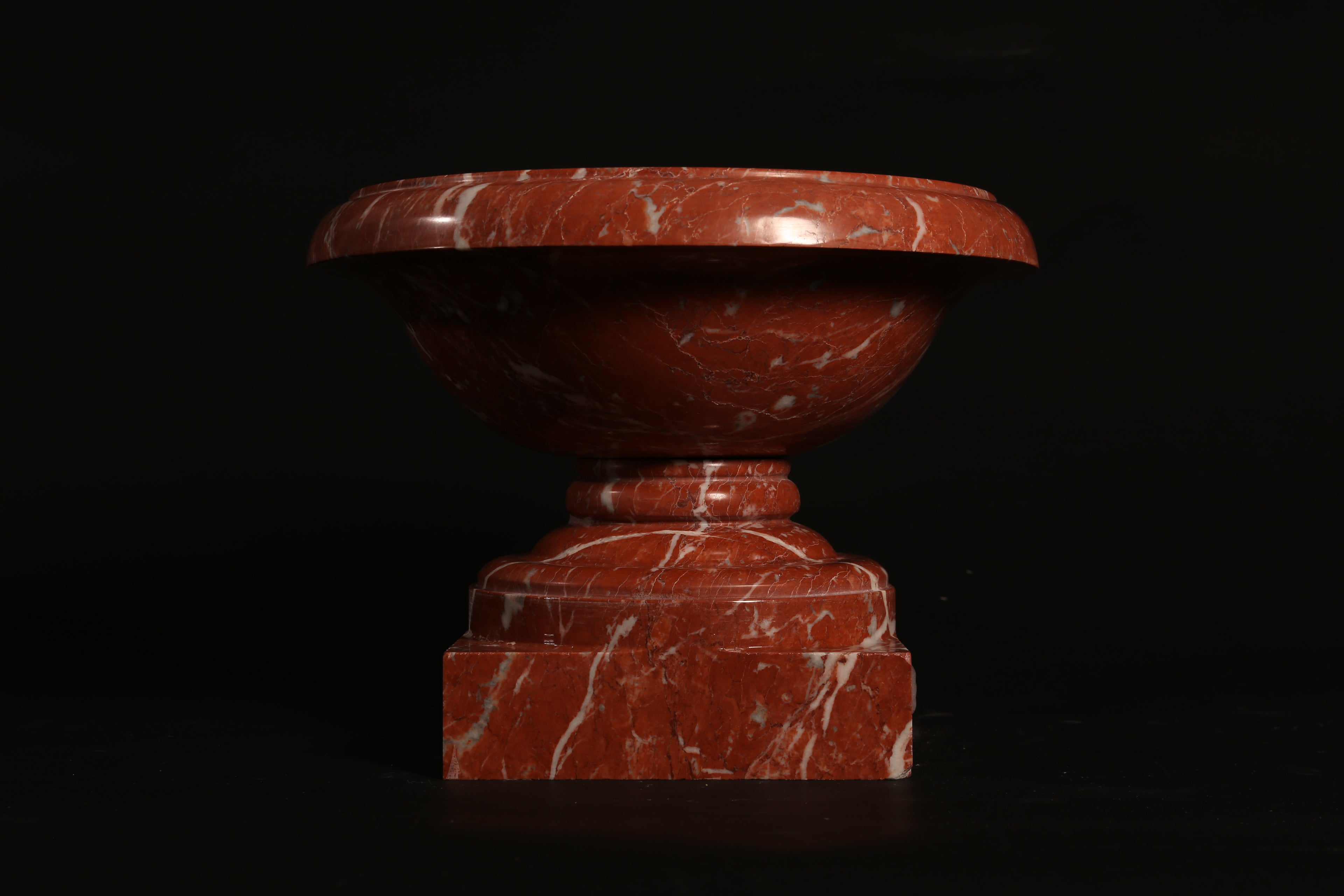 Rossa Verona Marble Decorative Urn on Pedestal Base