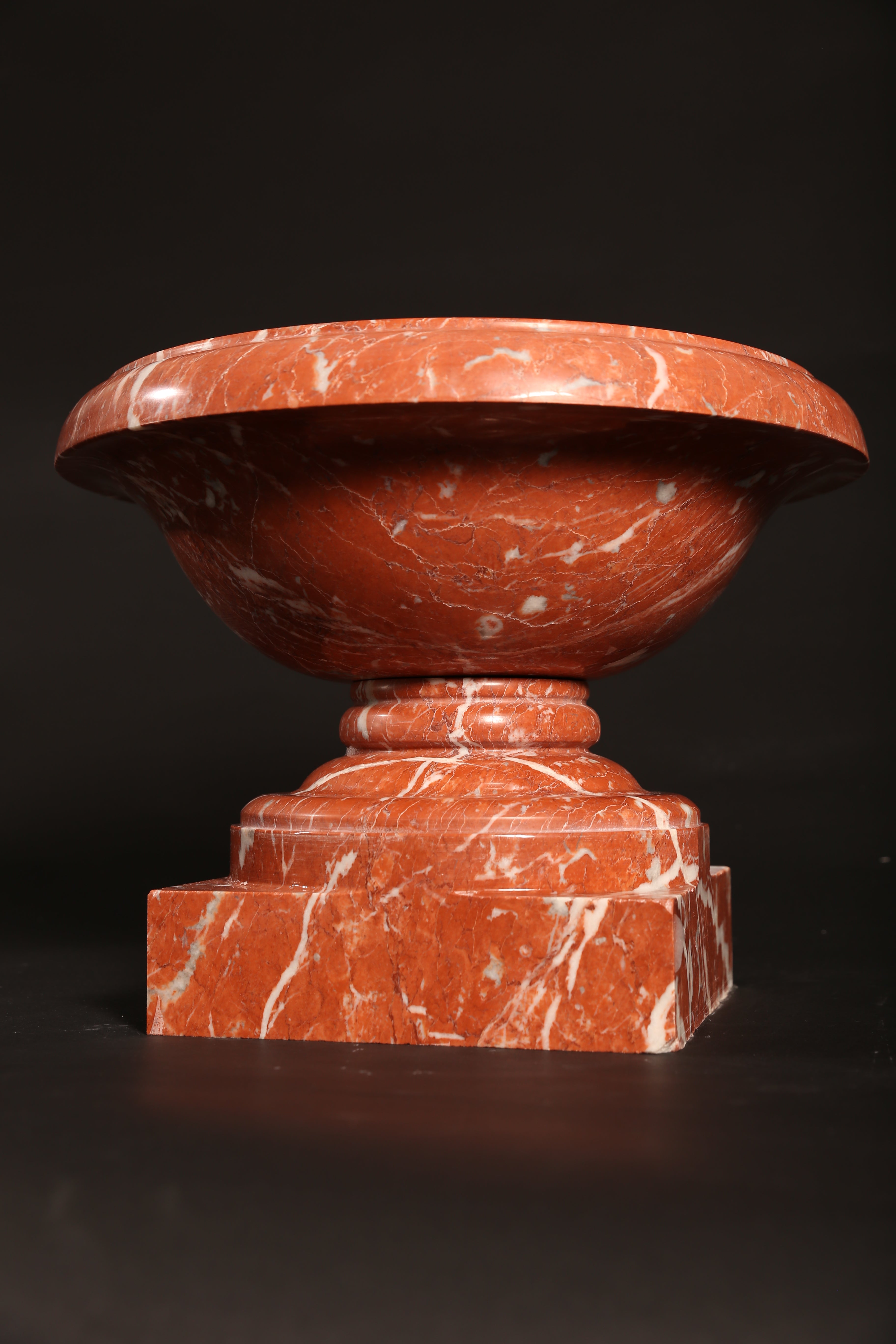 Rossa Verona Marble Decorative Urn on Pedestal Base